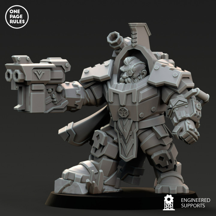 3D Printable Powersuit Champion - Dwarf Guilds by One Page Rules