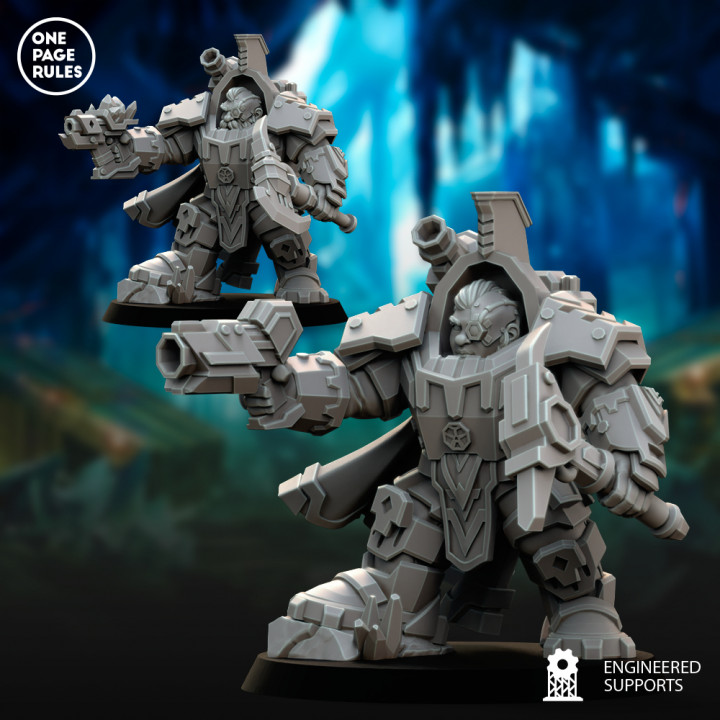 3D Printable Powersuit Champion - Dwarf Guilds by One Page Rules