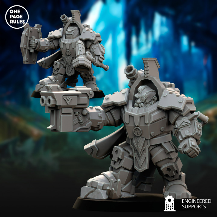 3D Printable Powersuit Champion - Dwarf Guilds by One Page Rules