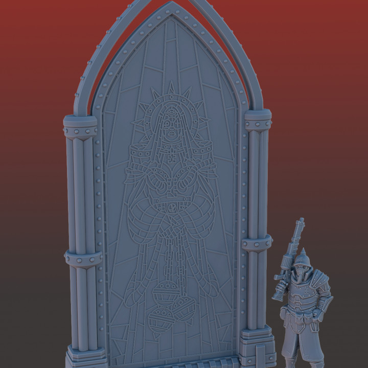 Gothic Stained glass walls. 3D printable terrain. image