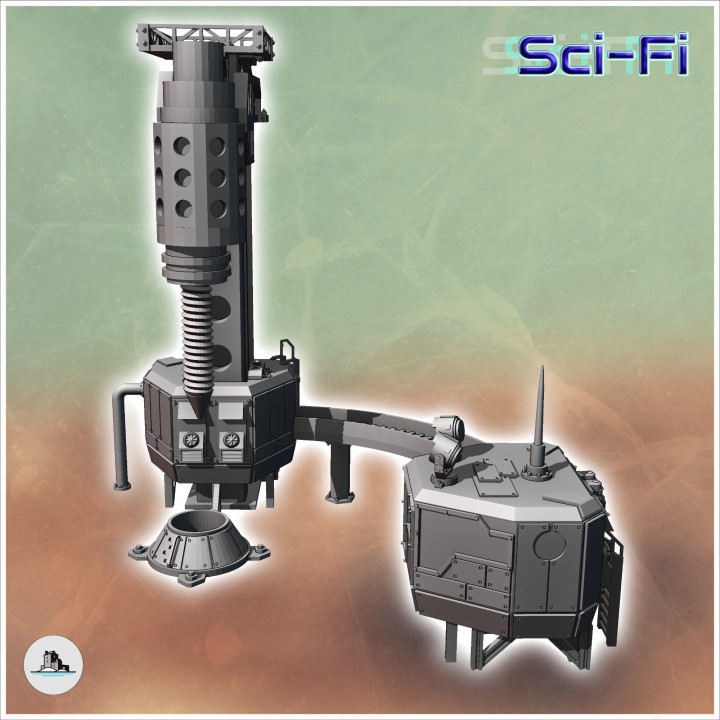 Set of futuristic giant drill with drilling hole and sorting annex (3) - Future Sci-Fi SF Post apocalyptic Tabletop Scifi Wargaming Planetary exploration RPG Terrain