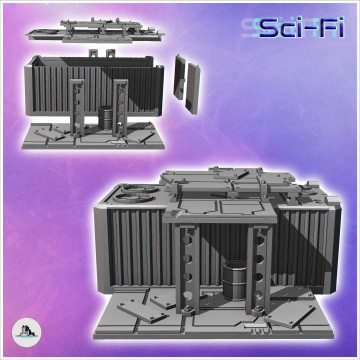 Container shelter with crates and metal awning (6) - Modern WW2 WW1 World War Diaroma Wargaming RPG Mini Hobby image