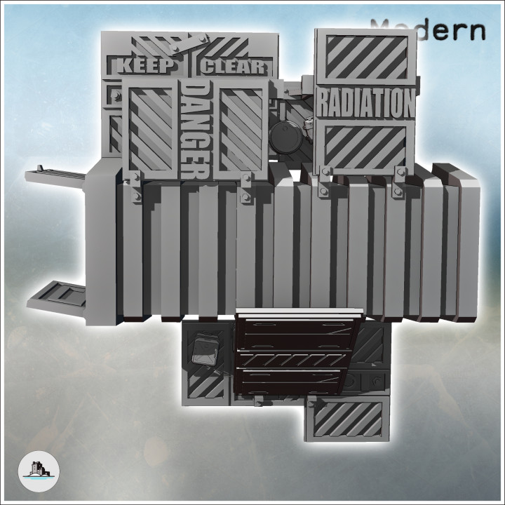 Futuristic container arrangement with awning and metal crates (14) - Future Sci-Fi SF Post apocalyptic Tabletop Scifi Wargaming Planetary exploration RPG Terrain