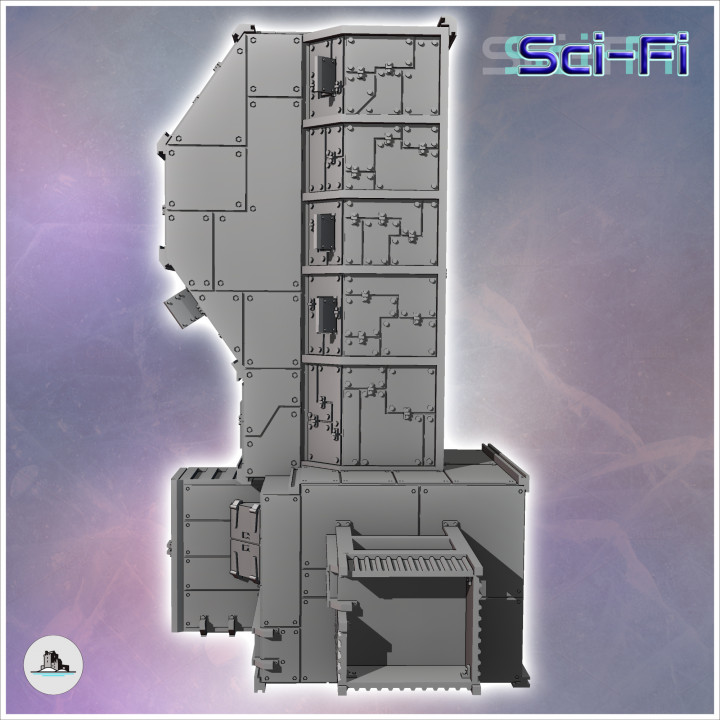 Futuristic fortified base with steel walls and observation tower with ladders (34) - Future Sci-Fi SF Post apocalyptic Tabletop Scifi Wargaming Planetary exploration RPG Terrain