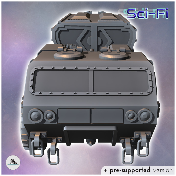 Futuristic ten-wheeled all-terrain truck with cabin and rear tank (14) - Future Sci-Fi SF Post apocalyptic Tabletop Scifi Wargaming Planetary exploration RPG Terrain