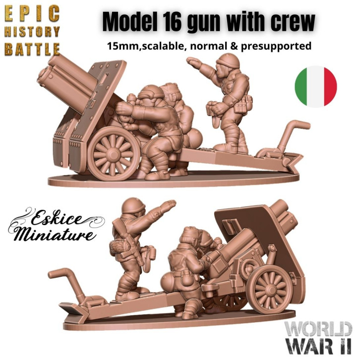 Model 16 italian gun with crew - 15mm for EHB image