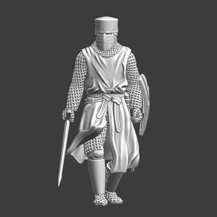 Medieval crusader knight walking