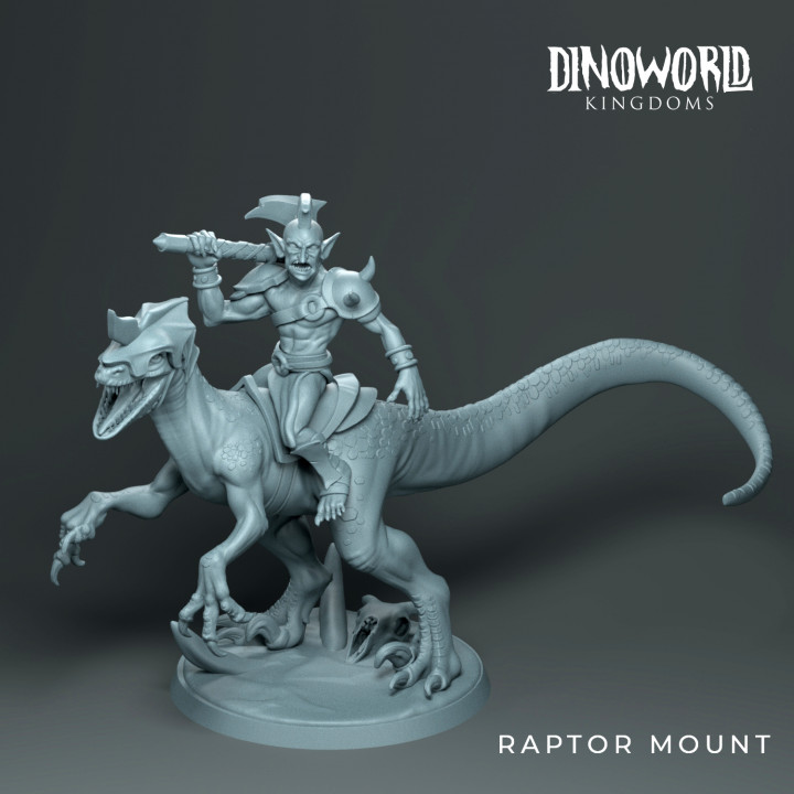 Goblin mounted raptor dinosaur