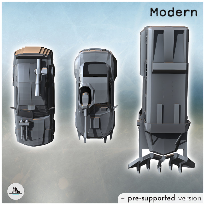 Set of three post-apocalyptic vehicles with improvised armaments and an armored RV (2) - Future Sci-Fi SF Post apocalyptic Tabletop Scifi 28mm 15mm 20mm Modern