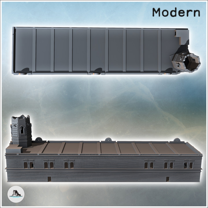 Large urban baroque-style fire station with corner tower (Stalingrad, USSR) (26) - Modern WW2 WW1 World War Diaroma Wargaming RPG Mini Hobby