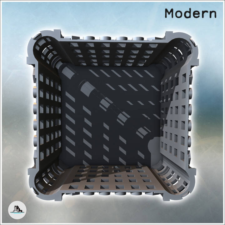 Building with rounded corners and brick walls (intact version) (39) - Modern WW2 WW1 World War Diaroma Wargaming RPG Mini Hobby