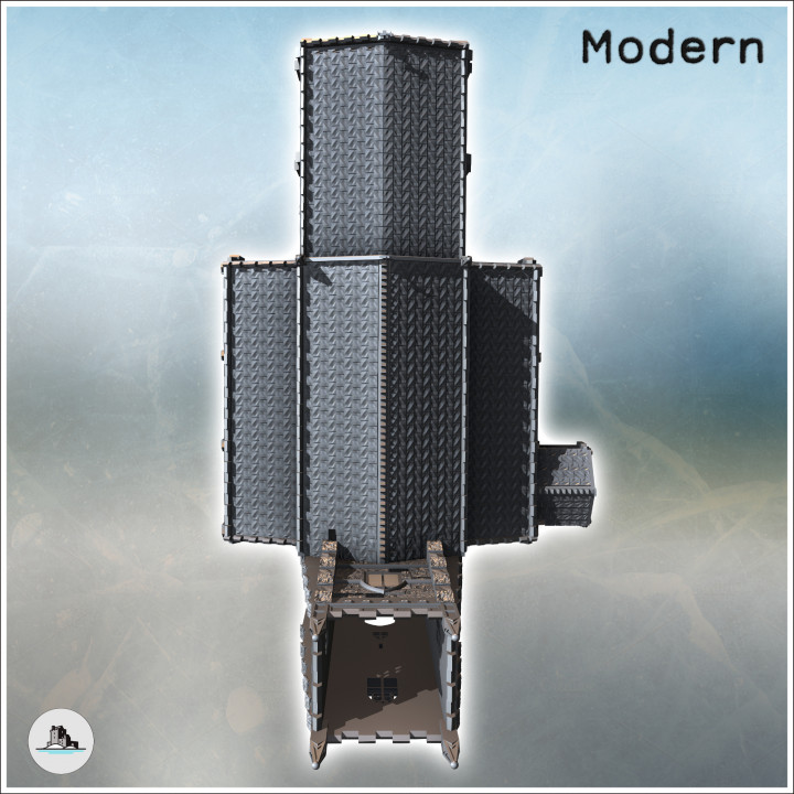 Christian church with square front Gothic tower and side annexes (41) - Modern WW2 WW1 World War Diaroma Wargaming RPG Mini Hobby