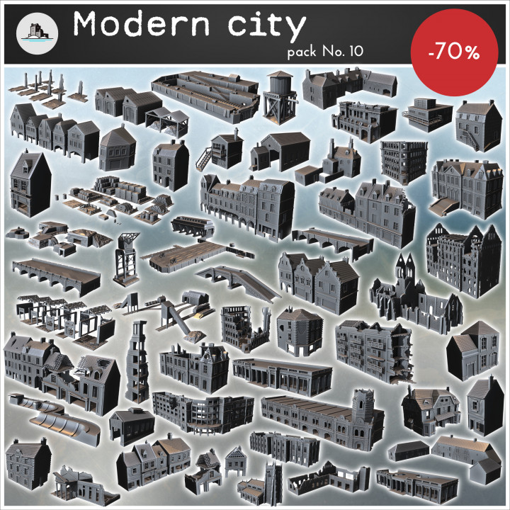 Modern city pack No. 10 - Modern WW2 WW1 World War Diaroma Wargaming RPG Mini Hobby image