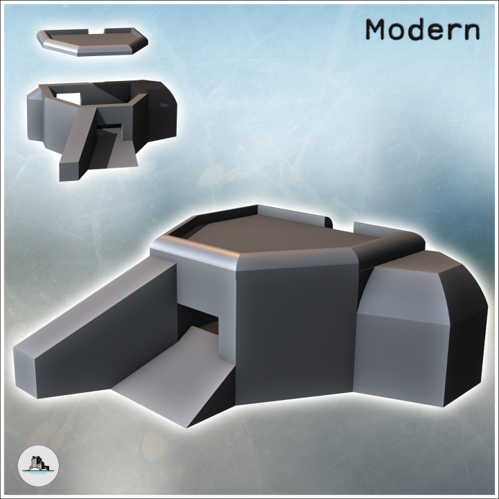Blockhouse bunker with protective wing and firing opening (15) - Modern WW2 WW1 World War Diaroma Wargaming RPG Mini Hobby image
