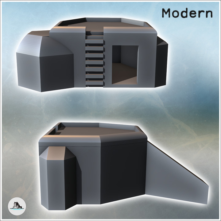 Blockhouse bunker with protective wing and firing opening (15) - Modern WW2 WW1 World War Diaroma Wargaming RPG Mini Hobby