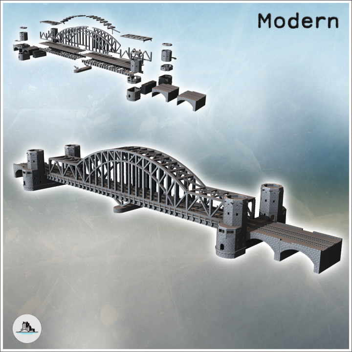 Remagen or Ludendorff Bridge (Rhine-Westphalia, Germany) - Modern WW2 WW1 World War Diaroma Wargaming RPG Mini Hobby image