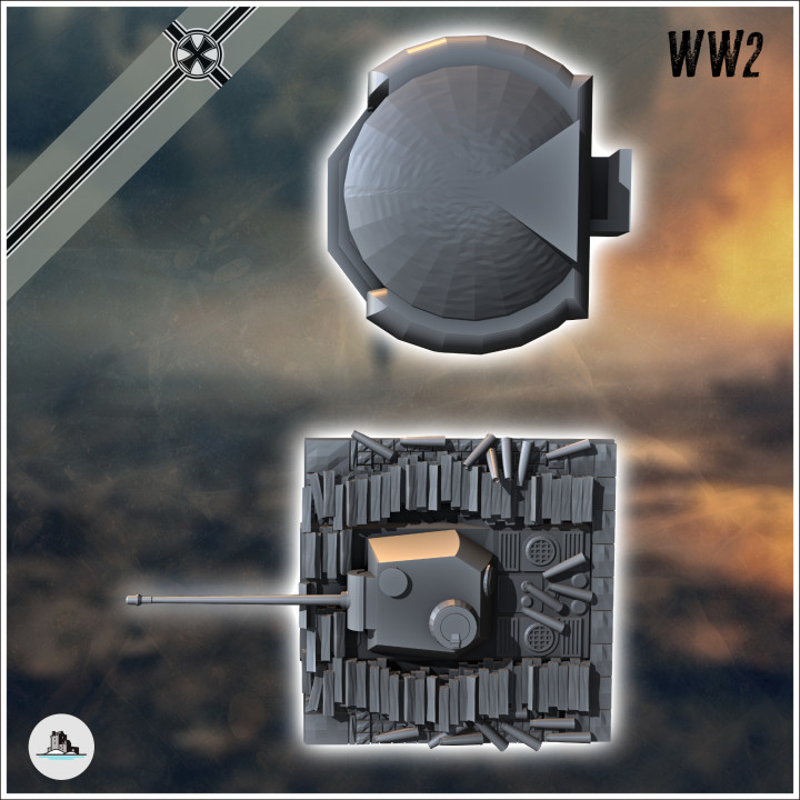 3D Printable Set of bunker and blockhouse for artillery