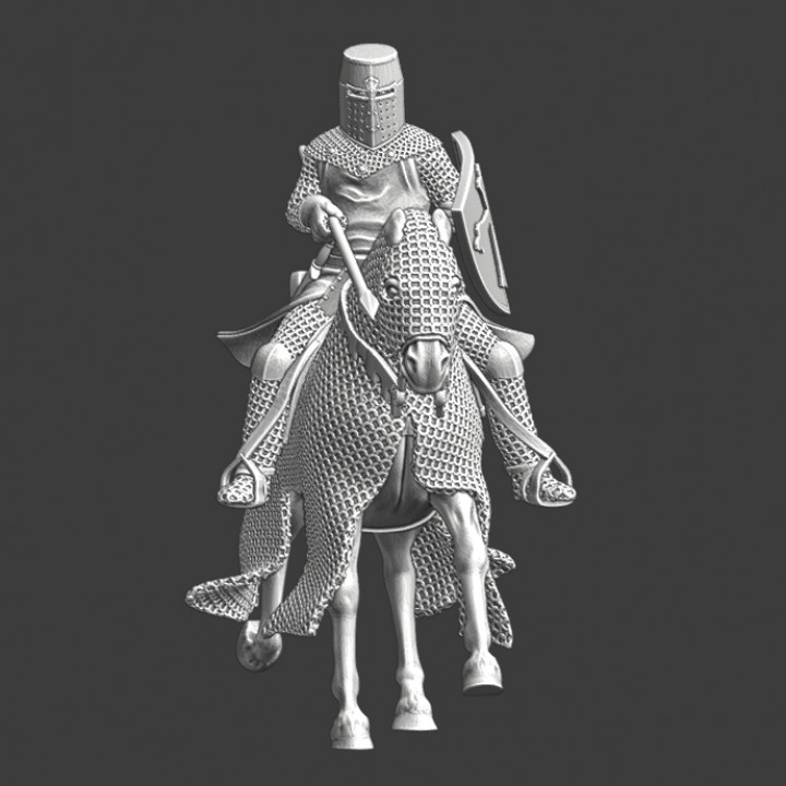 Medieval crusader knight with couched lance image
