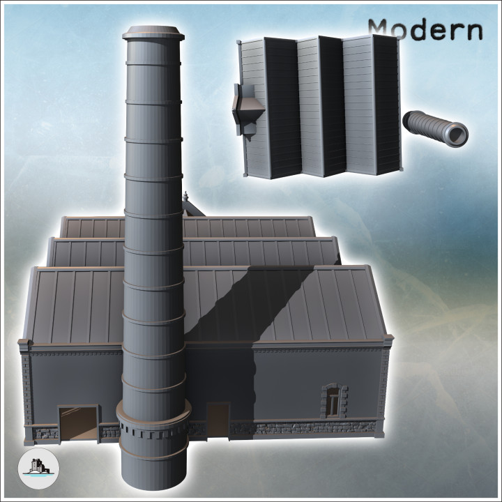 Pumping station with finely cut stone facade (Saint-Nazaire, France) (2) - Modern WW2 WW1 World War Diaroma Wargaming RPG Mini Hobby