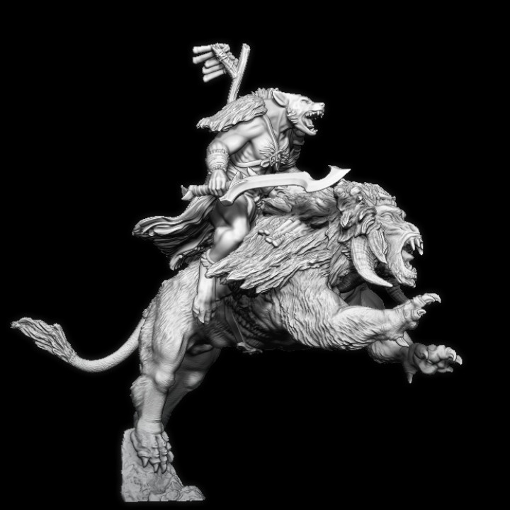 Hynmn13: Mounted Gnoll on warbeest (Pre-Supported) image