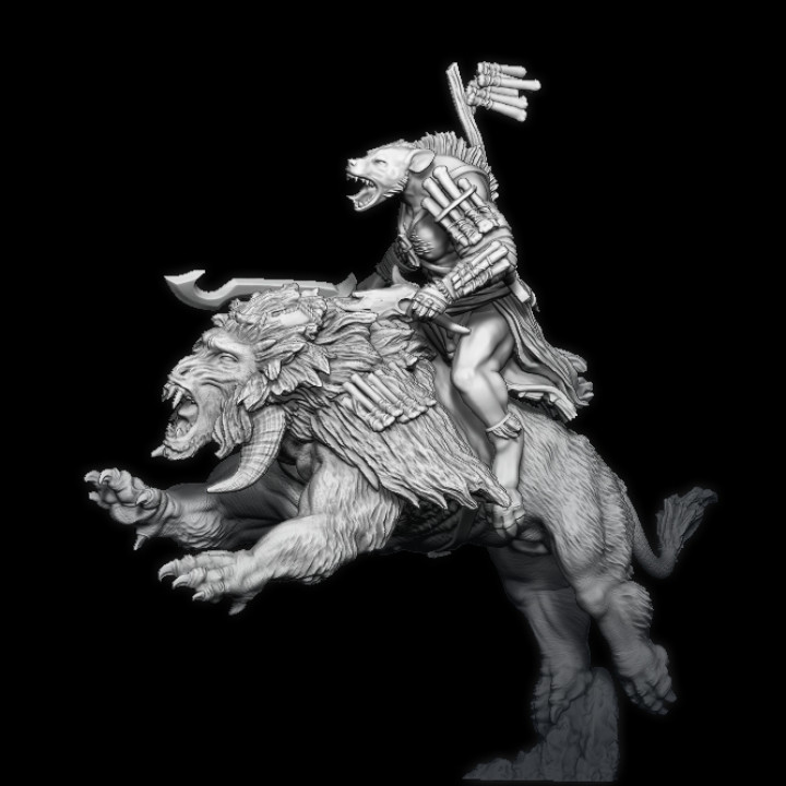 Hynmn13: Mounted Gnoll on warbeest (Pre-Supported) image