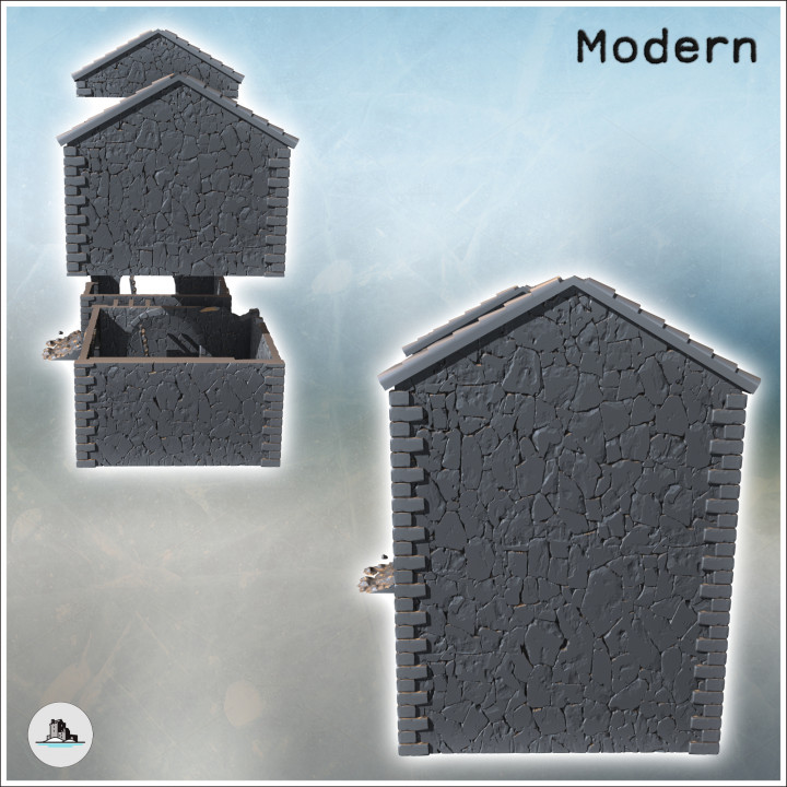 Set of two ruined houses with floors, access ladder, and balcony (5) - Modern WW2 WW1 World War Diaroma Wargaming RPG Mini Hobby image