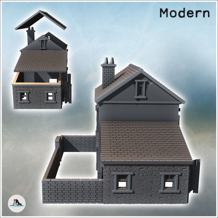 Automobile garage building with annex and gas station (21) - Modern WW2 WW1 World War Diaroma Wargaming RPG Mini Hobby image