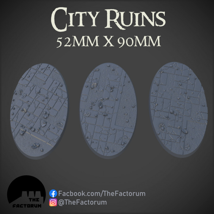 52mm x 90MM Oval CITY RUINS BASE SET (SUPPORTED)