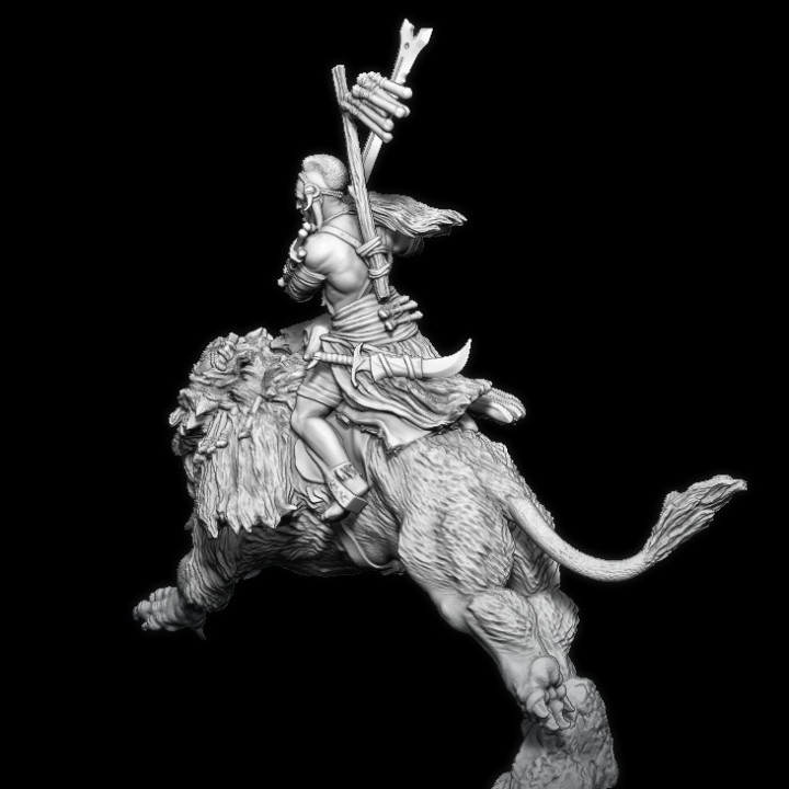 Hynmn06: Hyenaman warrior mounted on Warbeest (Pre-Suppported) image
