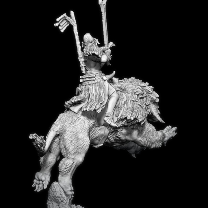 Hynmn06: Hyenaman warrior mounted on Warbeest (Pre-Suppported) image