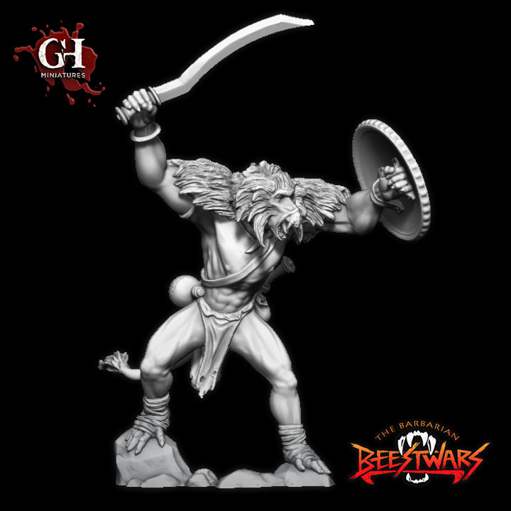 Gldn09: Geladan Baboonman with Scimitar and shield (Pre-Supported) image