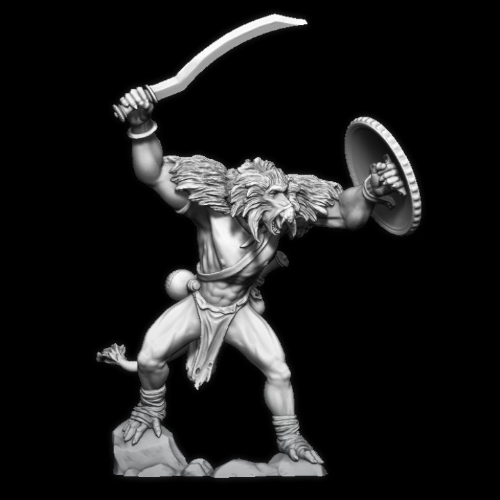 Gldn09: Geladan Baboonman with Scimitar and shield (Pre-Supported) image