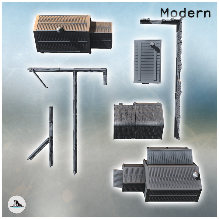 Set of Slavic or Russian rural town with Orthodox chapel, log houses, and modular wooden fences (20) - Modern WW2 WW1 World War Diaroma Wargaming RPG Mini Hobby
