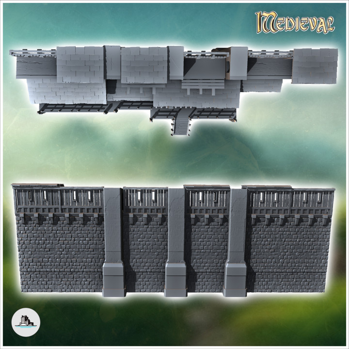Medieval defensive wall with dwelling (version with raised house) - Medieval Gothic Feudal Old Archaic Saga 28mm 15mm RPG image
