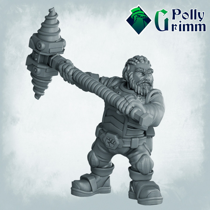 Sci-fi tabletop miniature. Galaxy Dwarves set. Space Rocks! Dwarf miner