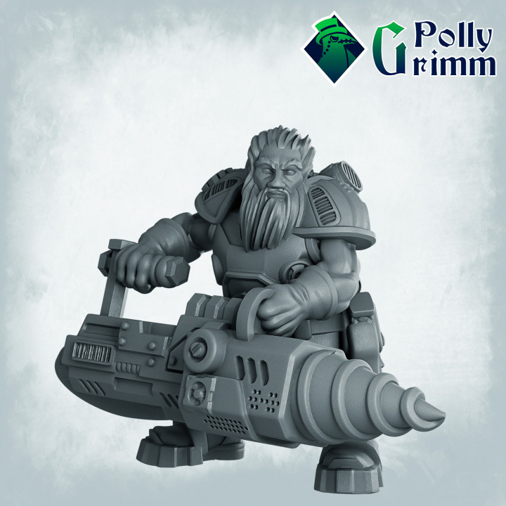 Sci-fi tabletop miniature. Galaxy Dwarves set. Space Rocks! Dwarf miner