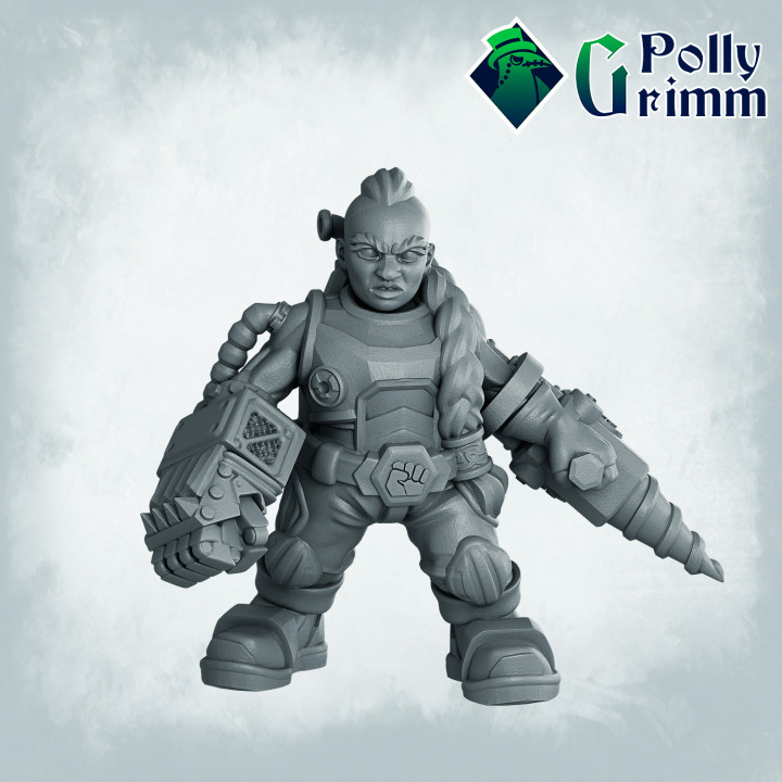 Sci-fi tabletop miniature. Galaxy Dwarves set. Space Rocks! Dwarf miner image