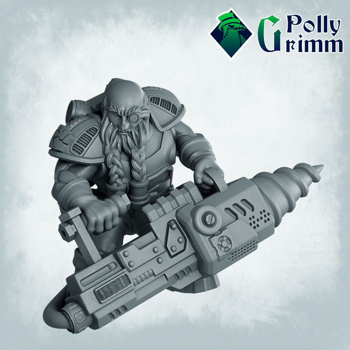 Sci-fi tabletop miniature. Galaxy Dwarves set. Space Rocks! Dwarf miner