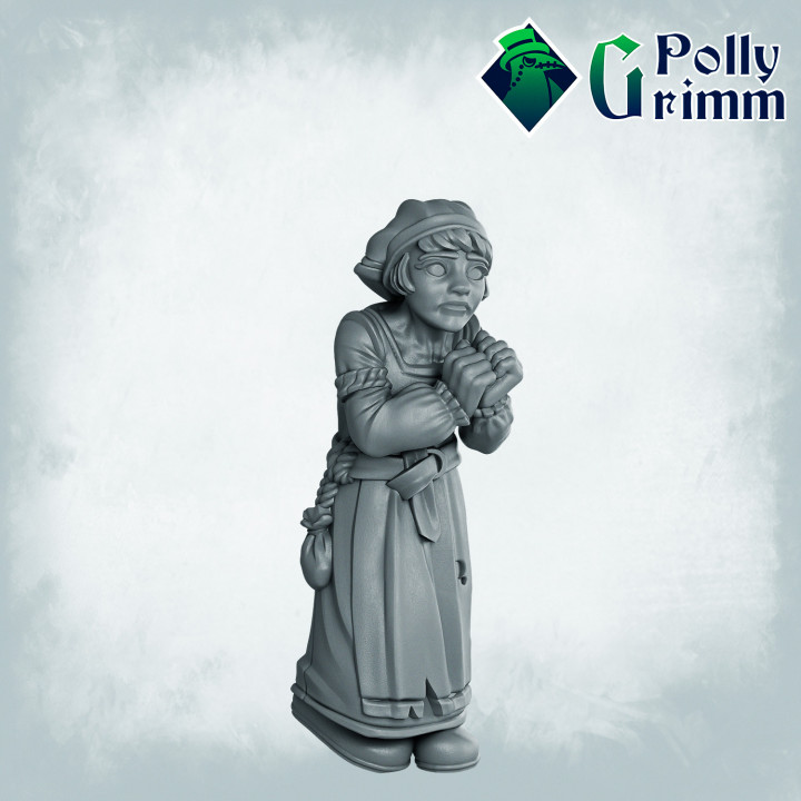 Fantasy miniatures for tabletop games. Scared child. Girl in the woods image