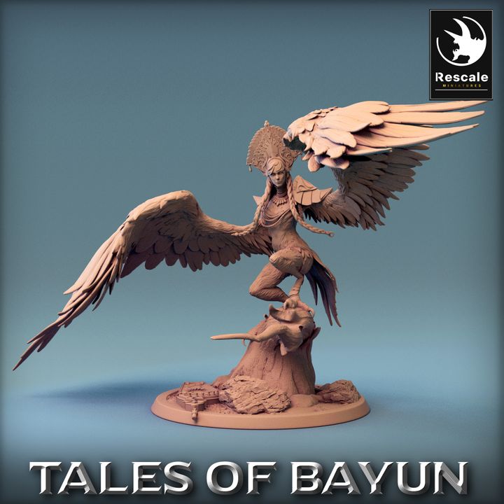 3D Printable Harpy Alkonost Stand by Rescale Miniatures