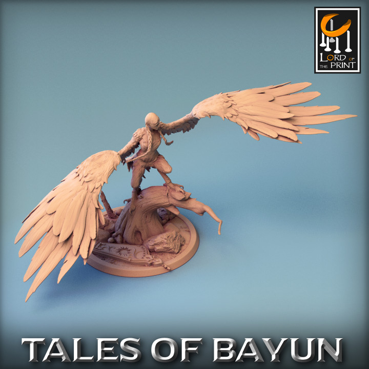 3D Printable Harpy Alkonost Stand by Rescale Miniatures