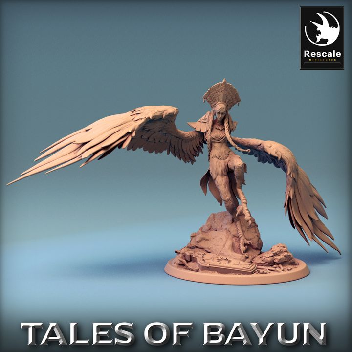 3D Printable Harpy Alkonost SlideA by Rescale Miniatures