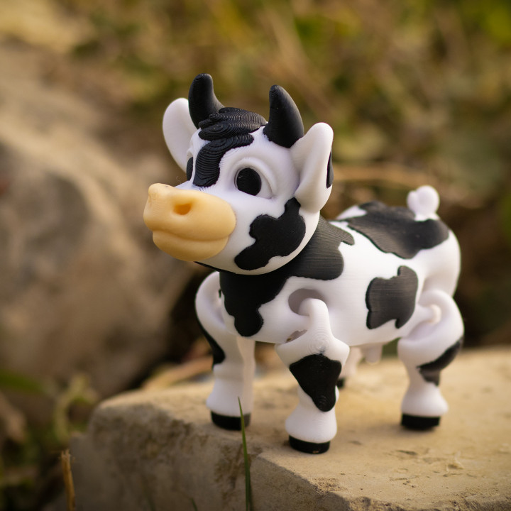 Adorable Cow Print In Place Body, Cute Flexi, Snap Fit Head image