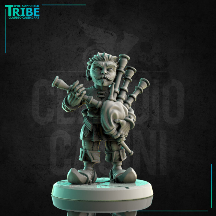 (0181) Male halfling hobbit bard musician with a bagpipes image