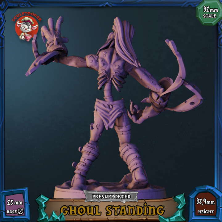 Ghoul Standing - 32mm scale pre-supported miniature image