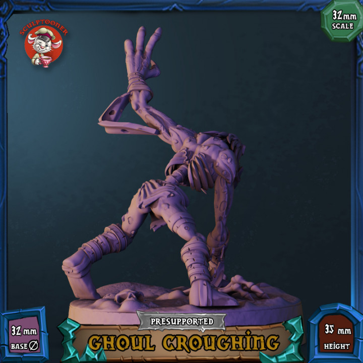 Ghoul Crouching - 32mm scale pre-supported miniature