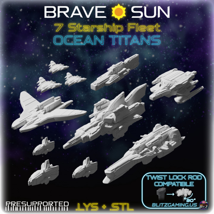 Ocean-Themed Fleet: 7 Starships for Brave Sun and Other Games image