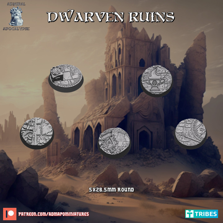 Dwarven Ruins 28mm Bases (pre-supported) image