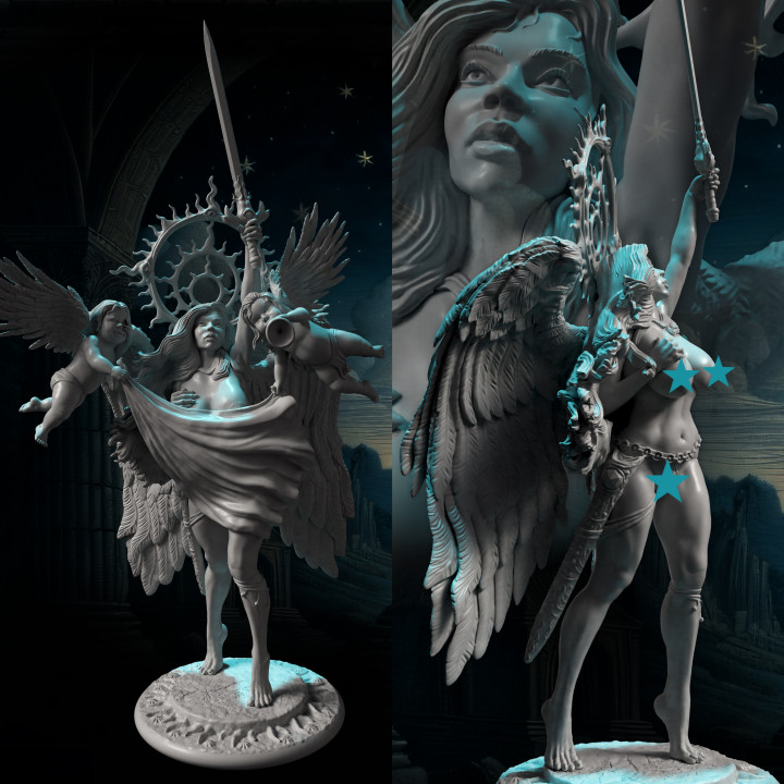 3D Printable The Angel and the Sword by DDF Models and Miniatures