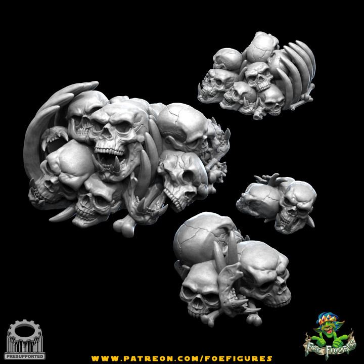 Realistic Greenskin Skull Pile! 2 versions! Big + Small image